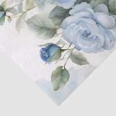 Sophisticated Artistic Waterverf Blauwe Rozen Tissuepapier (Detail)