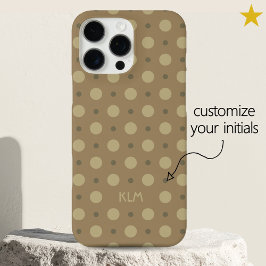 Sophisticated Beige Gray Dots Custom Name Initials iPhone 16 Pro Max Hoesje