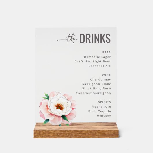 Sophisticated Black and White Beverage Menu Sign (Recto)