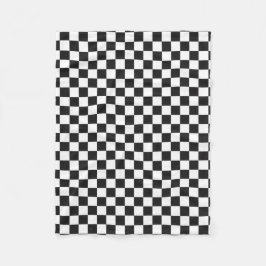 Sophisticated Black and White Checkered Pattern Fleece Deken