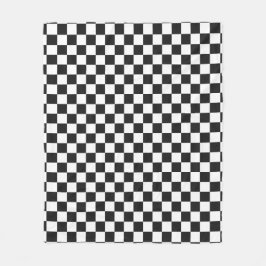 Sophisticated Black and White Checkered Pattern Fleece Deken