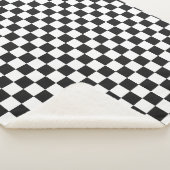 Sophisticated Black and White Checkered Pattern Sherpa Deken (3/4)