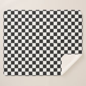 Sophisticated Black and White Checkered Pattern Sherpa Deken (Voorkant (horizontaal))