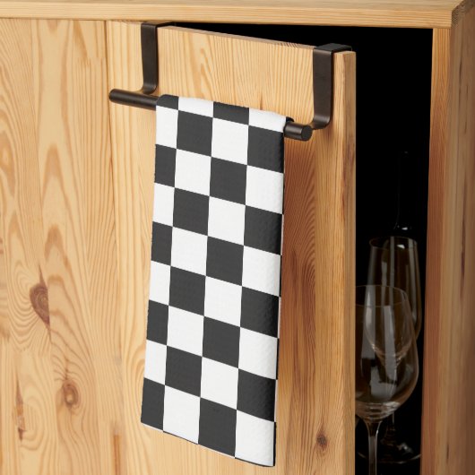 Sophisticated Black and White Checkered Pattern Theedoek (Derde Gevouwen)