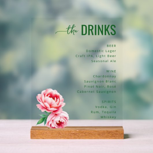 Sophisticated Black Floral Beverage Menu (Neutre)