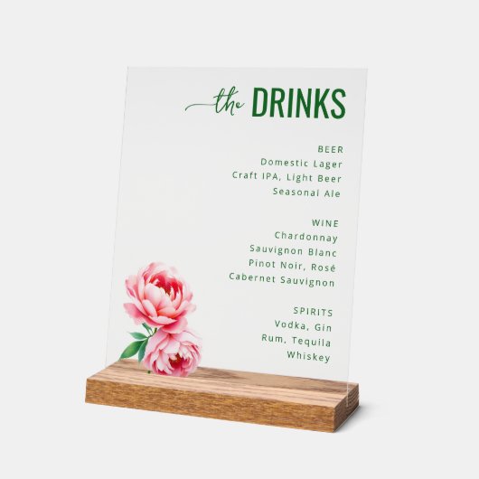 Sophisticated Black Floral Beverage Menu (Angle)