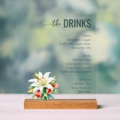 Sophisticated Black Floral Beverage Menu Acryl Bord (Neutraal)