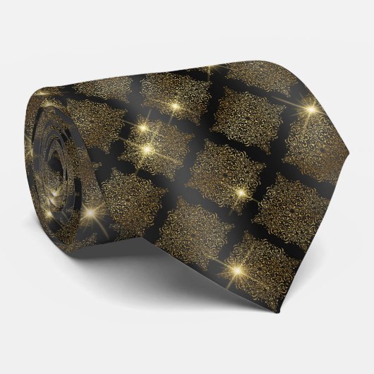 Sophisticated Black Gold Diamond Mannen Stropdas (Opgerold)