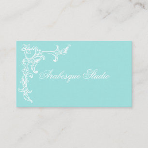 Sophisticated Blauw en Wit Elegante Bloemen Visitekaartje