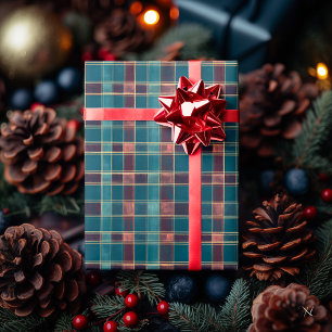 Sophisticated Blue en Bourgogne Plaid – Klassiek Cadeaupapier