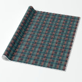 Sophisticated Blue en Bourgogne Plaid – Klassiek Cadeaupapier (Uitgerold)