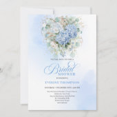 Sophisticated Blue Floral Bridal Shower Invitation (Devant)