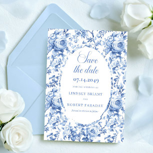 Sophisticated Blue Roses Bloemen Save the Date Kaa Aankondiging