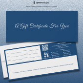Sophisticated Blue White Script Cadeaubon