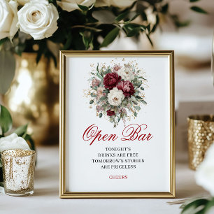 Sophisticated Blush Burgundy Open Bar Huwelijksbor Poster