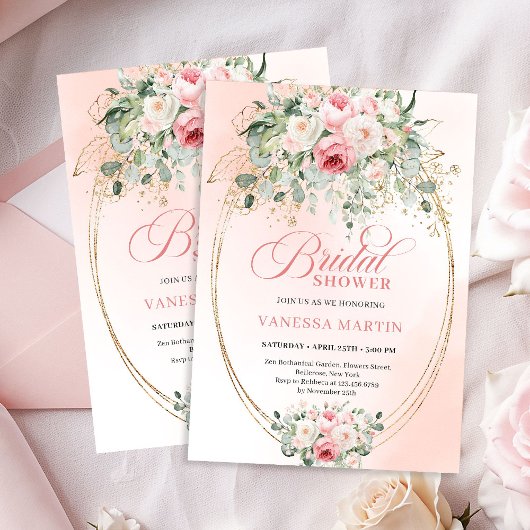 Sophisticated Blush Gold Bridal Shower Invitation