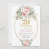 Sophisticated Blush Roses 70th Birthday Invitation (Devant)