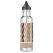 Sophisticated Brown Chevron Stripes met naam Waterfles (Links)