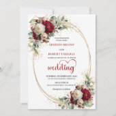 Sophisticated Burgundy Floral Wedding Invitation (Devant)