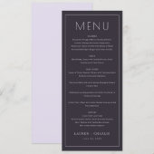 Sophisticated Charcoal Formal Menu (Devant / Derrière)