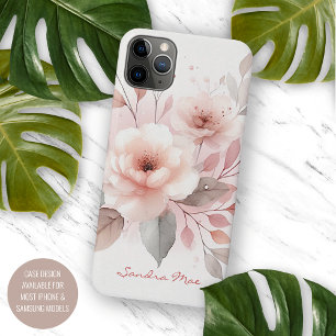 Sophisticated Classy Delicate Waterverf Flowers iPhone 11 Pro Max Hoesje