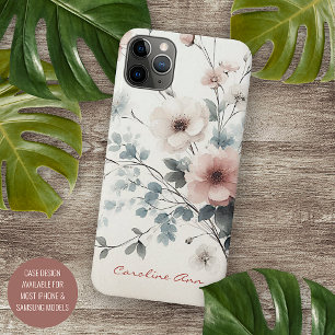 Sophisticated Classy Delicate Waterverf Flowers iPhone 11 Pro Max Hoesje
