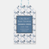 Sophisticated Coquette, Blue Bows Baby shower Cadeaulabel (Achterkant)