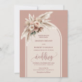 Sophisticated Dusty Pink Pampas Roses Wedding Kaart (Voorkant)
