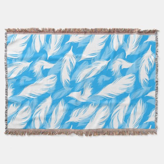 Sophisticated Feather Design On A Bright Blue Deken (Voorkant)
