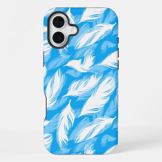 Sophisticated Feather Design On A Bright Blue iPhone Hoesje (Achterkant)