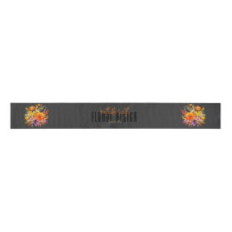 Sophisticated Floral Design Black Orange Flowers  Grosgrain Lint