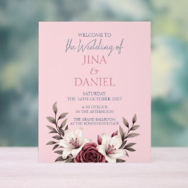 Sophisticated Floral Micro-Wedding Suite (Roze) Acryl Bord