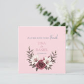 Sophisticated Floral Micro-Wedding Suite (Roze) Bedankkaart (Staand voorkant)