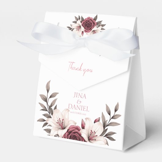 Sophisticated Floral Micro-Wedding Suite (wit) Bedankdoosjes (Voorkant Zijde)
