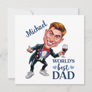 Sophisticated & Fun Dad Karikatuur Keepsake Feestdagenkaart