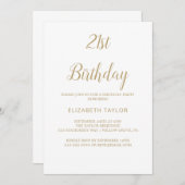 Sophisticated Gold Calligraphy 21e verjaardag Kaart (Voorkant / Achterkant)