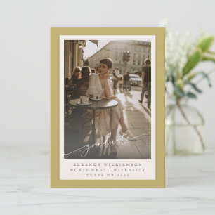 Sophisticated Gold Full Photo Elegant Afstuderen Aankondiging