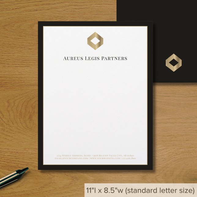Sophisticated Gold Logo Black Border Briefhoofd (Creator heeft geüpload)