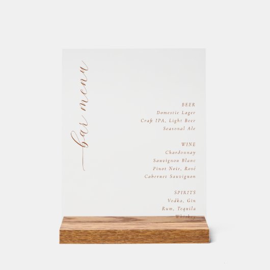Sophisticated Gold Minimalist Bar Menu (Recto)