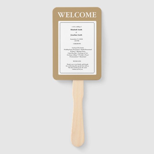 Sophisticated Gold Serif Wedding Stijlvol Modern Handwaaier (Voorkant)