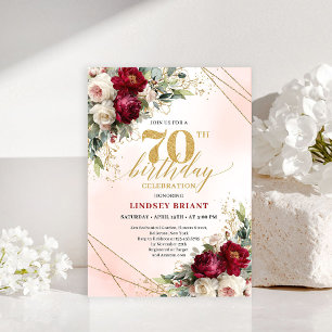 Sophisticated Gouden Bloem 70e Verjaardagsuitnodig Kaart