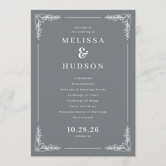 Sophisticated Gray Vine Wedding Ceremony Programma (Voorkant)