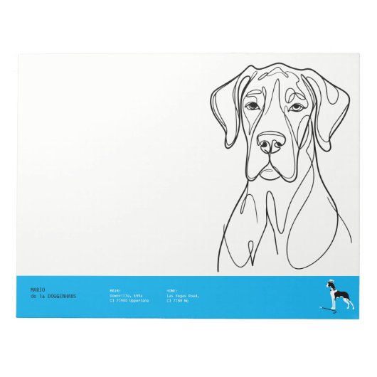 Sophisticated Great Dane on Pink Notitieblok (Voorkant)