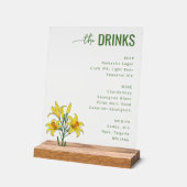 Sophisticated Green Floral Beverage Menu (Angle)