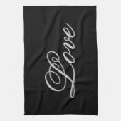 Sophisticated Grijs Zwart Liefde Theedoek (Verticaal)