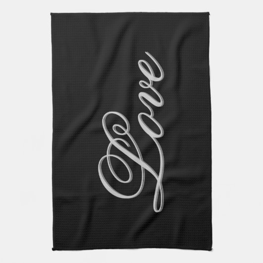 Sophisticated Grijs Zwarte Liefde Theedoek (Verticaal)
