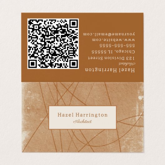 Sophisticated Grunge QR-code Visitekaartje gevouwe (Buitenkant ongevouwen)