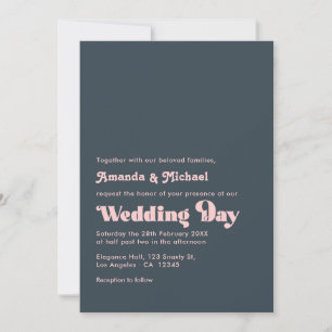 Sophisticated Houtskool & Blush Typografie Trouwen Kaart
