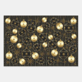 Sophisticated Kerstmis in Goud, Zwart en Grijs Inpakpapier Vel (Voorkant)