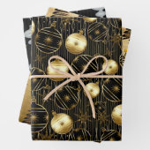 Sophisticated Kerstmis in Goud, Zwart en Grijs Inpakpapier Vel (In situ)